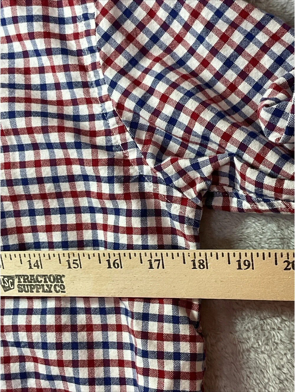 Ralph Lauren Plaid Button Up Dress Shirt Boy's Size L( 14-16) Red White Blue
